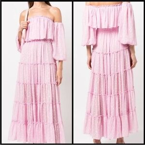 Misa Los Angeles Cassandra Lilac Clip Dot Maxi Dress| Size XL